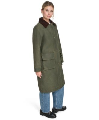 Women's Snap Zipper Long Barn Coat