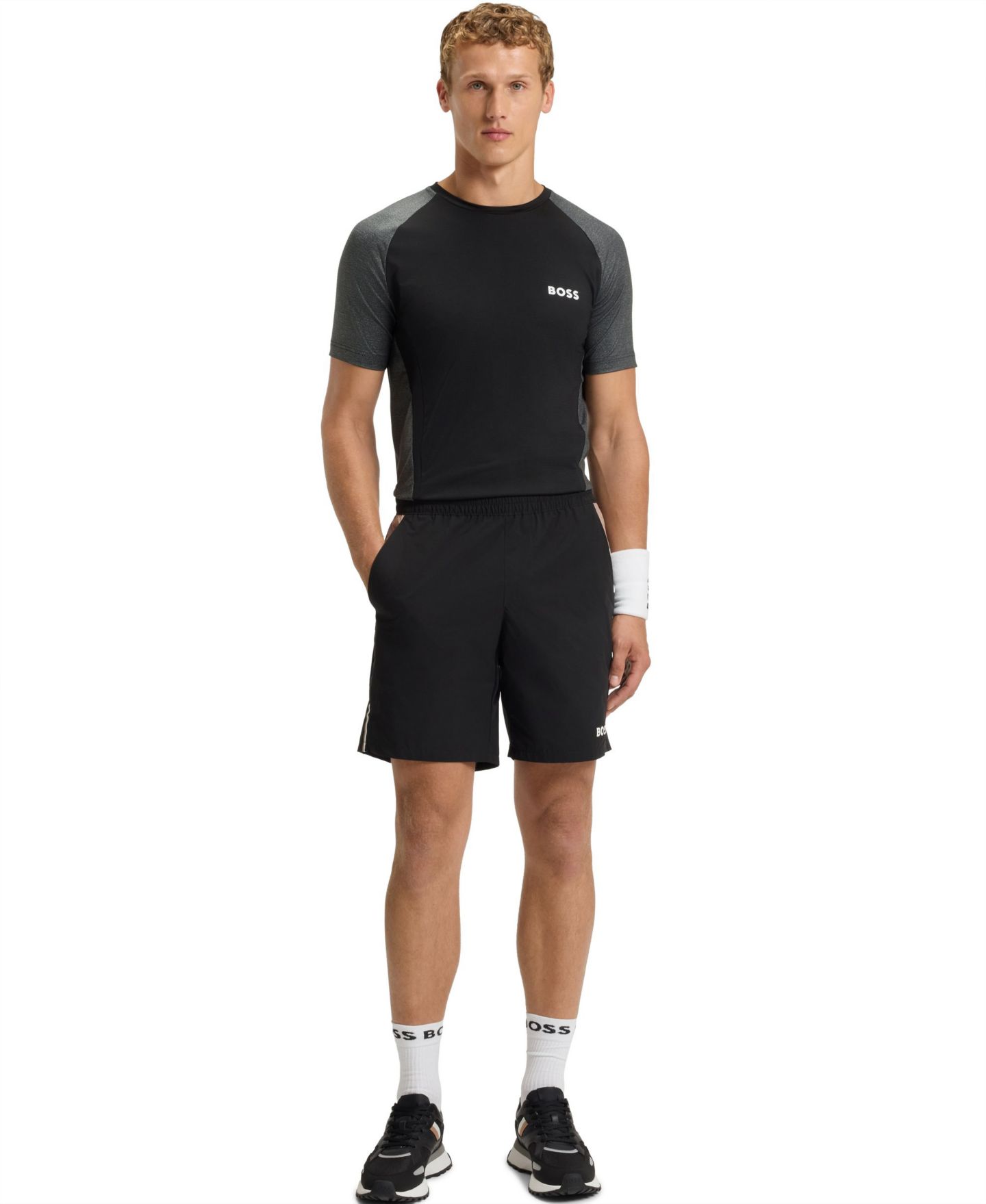Мужская футболка Hugo Boss Mesh Jersey Slim-Fit, цвет: Чёрный — фото 4