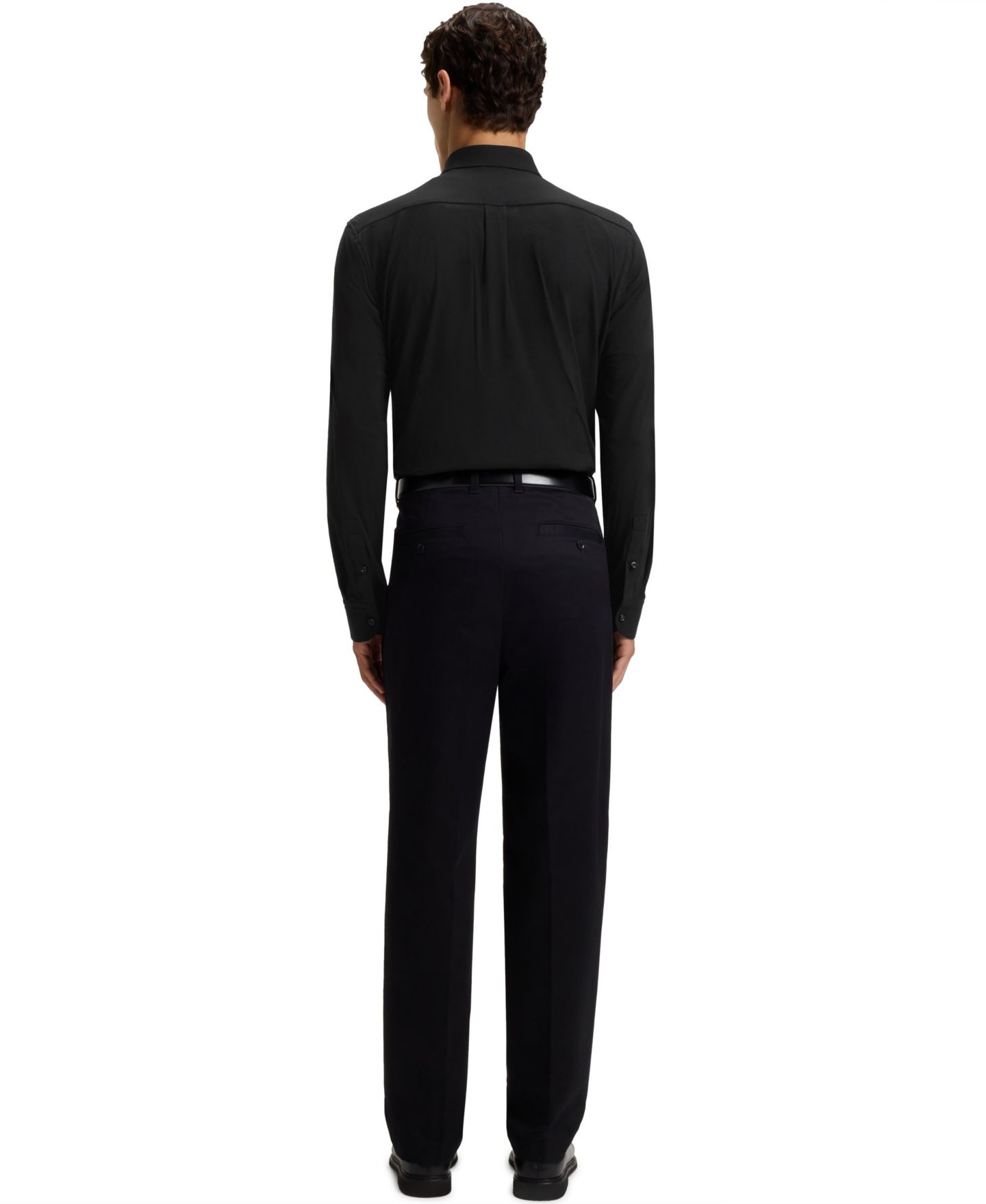 Мужская рубашка Hugo Boss Stretch Cotton Slim-Fit Dress Shirt, цвет: Чёрный — фото 2