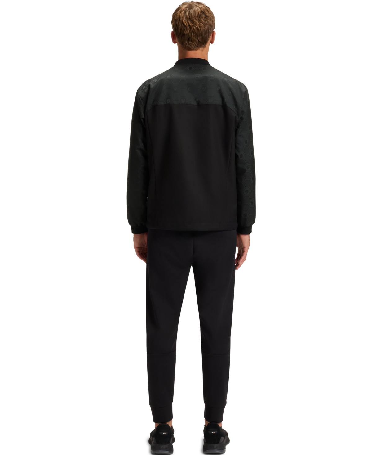 Hugo Boss Boss By  Men's Monogram Jacquard Bomber Jacket In Black