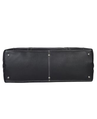 Black Full-Grain Leather Travel Duffel Bag