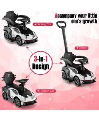 3-in-1 Licensed Lamborghini Ride on Push Car with Handle Guardrail