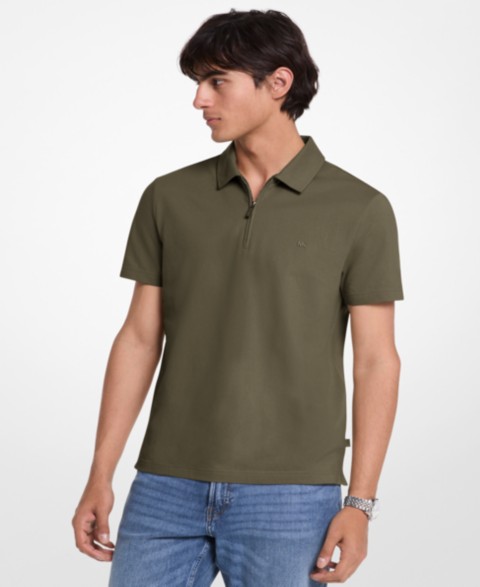 Мужские рубашки Michael Kors Men's Sleek Regular-Fit Quarter-Zip Polo Shirt