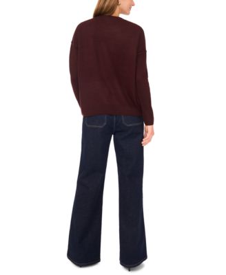 Women's Cozy Crewneck Star-Print Dropped-Shoulder Sweater