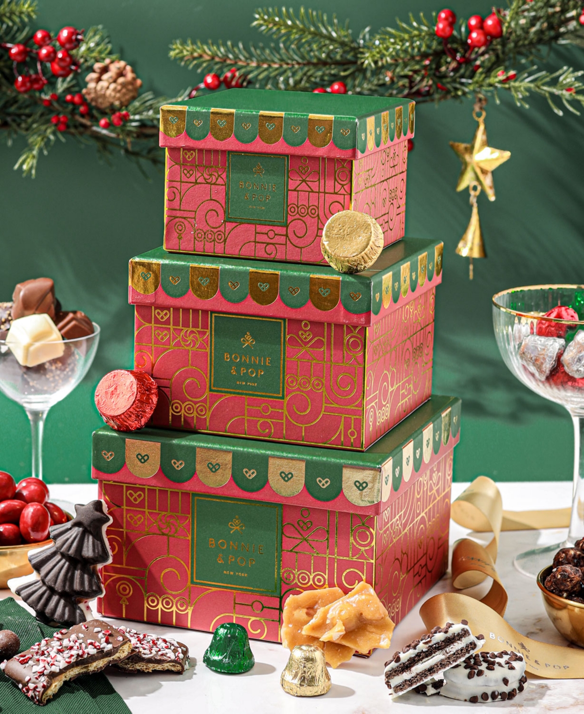 Bonnie & Pop Christmas Sweets Gift Tower, 3 Boxes