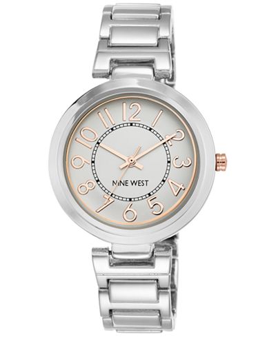 Nine West Women's Stainless Steel Bracelet Watch 36mm NW-1893SVRT