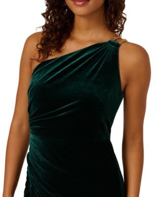 Women's Asymmetric One-Shoulder Velvet Gown