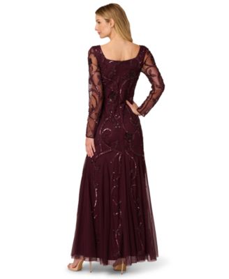 Women's Beaded Long Sleeve Dress