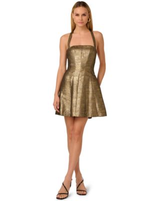 Women's Metallic Jacquard Mini Dress