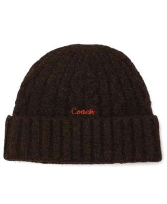 COACH - Women's Embroidered Cable-Knit Beanie Hat