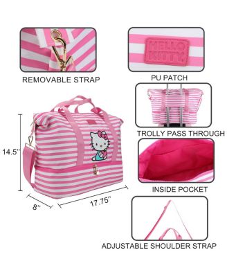 Character 17" Pink & White Striped Duffle Bag