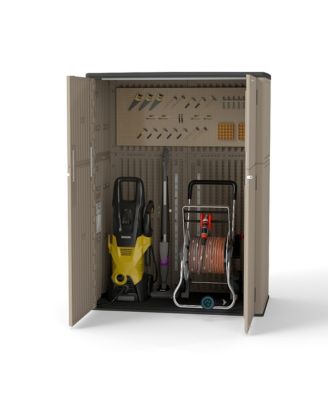 57Cu.ft Resin Outdoor Storage Shed with Floor, Waterproof Storage Cabinet for Garage, Garden, Pool & Bikes