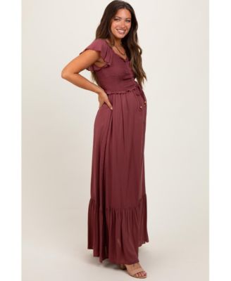 Maternity Smocked Top Woven Maxi Dress