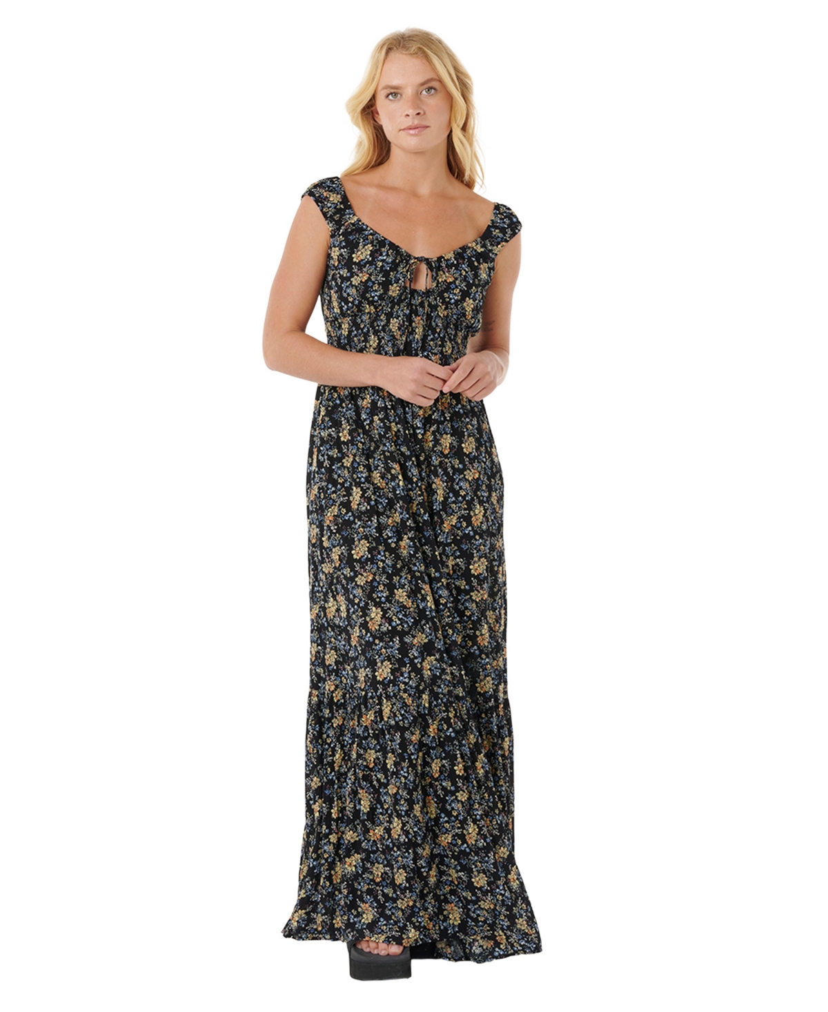 Rip Curl Women's Pacific Rider Ditsy Short Sleeve Maxi Dress In Multi