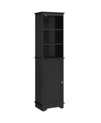 60.5” H Tall Bathroom Floor Cabinet with Single Door and Shelve