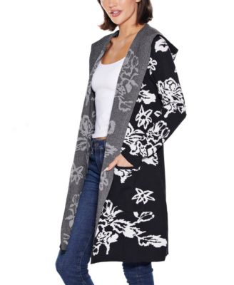  Women's Hooded Fall Botanicals Coatigan Sweater