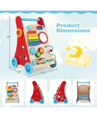 Wooden Baby Walker Baby Push Walker w/ Handle Storage & Wheels Walker Toy