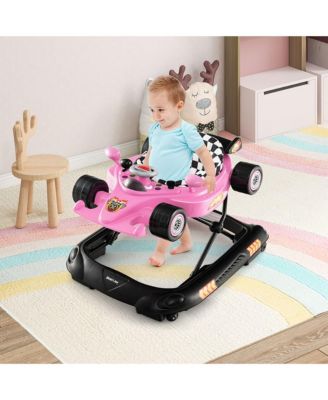 Toddler 4-in-1 Foldable Walker w/ 3-Level Adjustable Height Detachable Music Tray