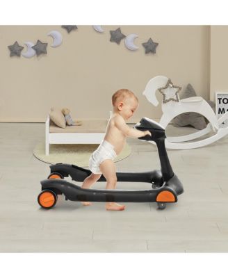 2-in-1 Baby Walker Foldable Activity Push Walker w/ Adjustable Height