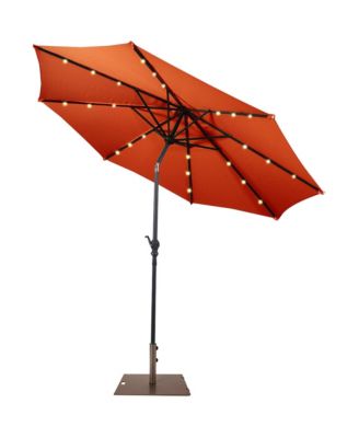 10 Ft Patio Table Market Umbrella w/ 24 Solar LED Lights and Heavy-duty Base