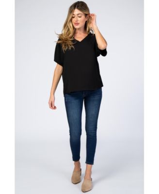 Forest Green Short Sleeve Maternity Blouse