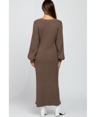 Women's Mauve Side Slit Maternity Maxi Sweater Dress