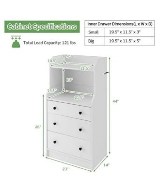 Modern Storage Dresser with Anti-toppling Device-White