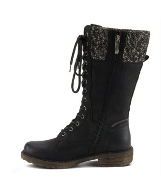 Yosemite Water-Resistant Winter Boots with Sweater Trim and Lace-Up Detail
