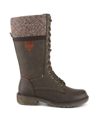Yosemite Water-Resistant Winter Boots with Sweater Trim and Lace-Up Detail