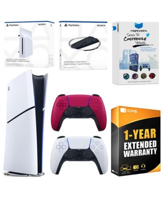 PlayStation 5 Slim Digital Bundle with Disc Drive, Extra Controller, Vertical Stand, MightySkins Voucher and 1 Year Extended Warranty