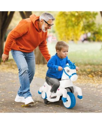 12V Kids Ride on Unicorn Toy with Training Wheels Music One-button Start Horse Toy