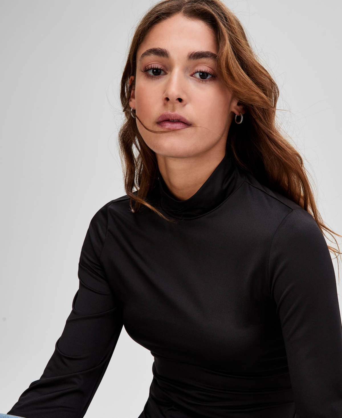 And Now This Women's Mock-neck Jersey Long-sleeve Top, Macy's Exclusive In Black