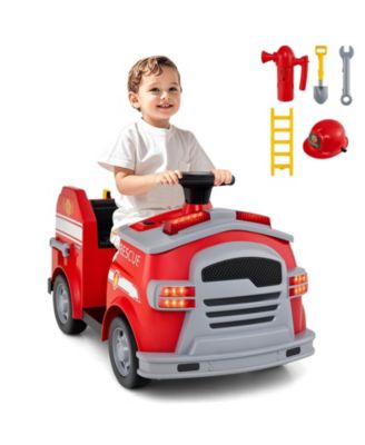 Police Car Ride on, 12V Electric Cop Truck Kids Car with Shovel and Wrench, 4 Anti-Slip Wheels, Electric Vehicle Gift for Toddler