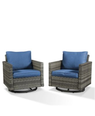 U-Frame 2-Piece Swivel Glider Wicker Outdoor Rocking Chair with Olefin Cushions