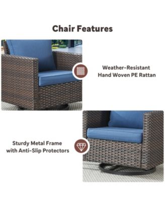 U-Frame 2-Piece Swivel Glider Wicker Outdoor Rocking Chair with Olefin Cushions