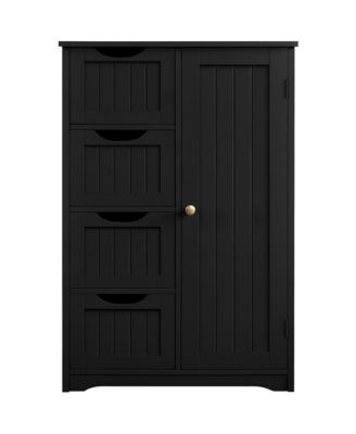 Wooden Bathroom Cabinet 32.5-Inch Height with 4 Drawers and Cupboard