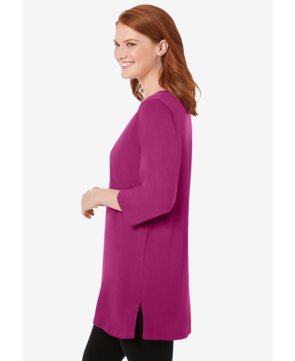 Woman Within Women's Perfect Three-Quarter-Sleeve Scoopneck Tunic
