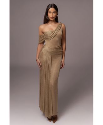 Draped Metallic Maxi Dress