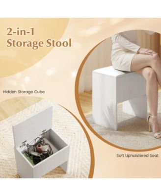 Makeup Table and Stool Set with Hair Dryer Stand