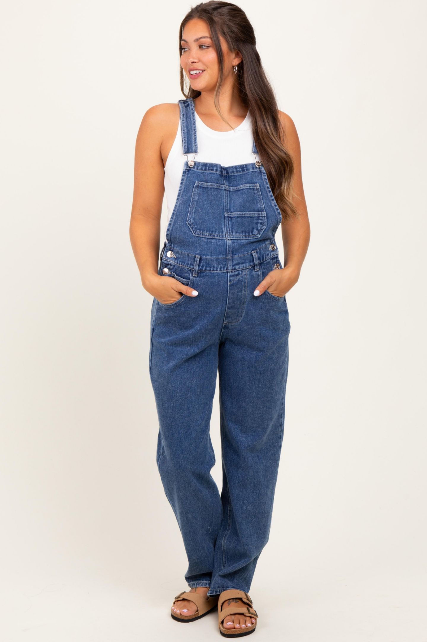 Женский комбинезон Pinkblush Blue Wash Rolled Cuff Denim Overalls, цвет: Синий — фото 5