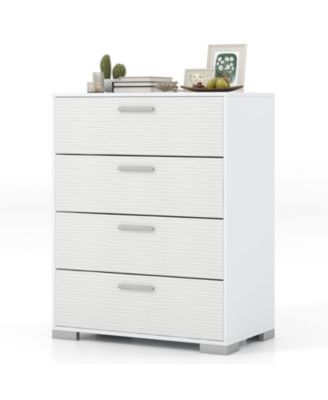 4 Drawer Storage Cabinet with Metal Legs Handles with Anti-Toppling Devices