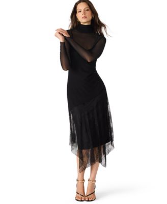 Women's Silas Mock Neck Mesh Midi Dress