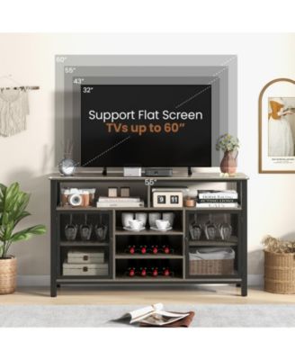 55-Inch Buffet Sideboard with 8-Bottle Wine Racks and Wine Glass Holders