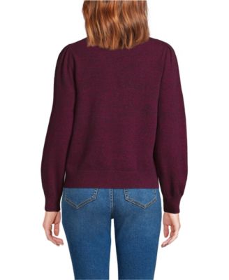 Women's Cashmere Puff Sleeve Crew Neck Sweater
