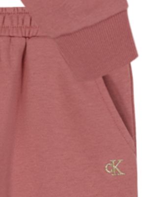 Baby Girls' Fleece Monogram Hoodie and Joggers, 2-Piece Set