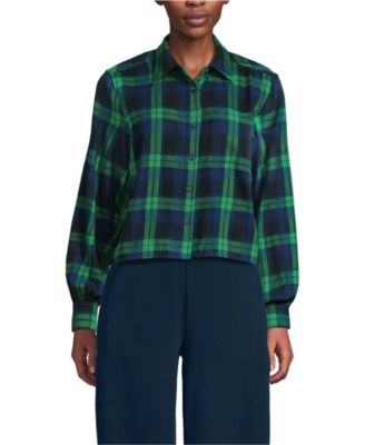 Women's Cropped Flannel Shirt