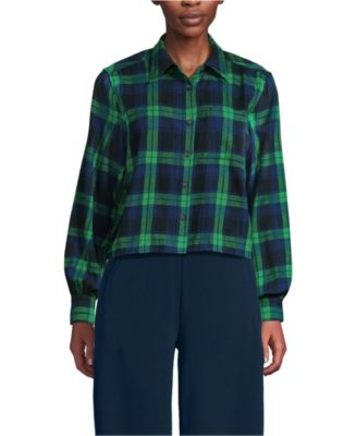 Haut Femme Cloth & Stone Taille S - Imprimé Carreaux Vert/noir - Manches évasées - Occasion Très Bon état