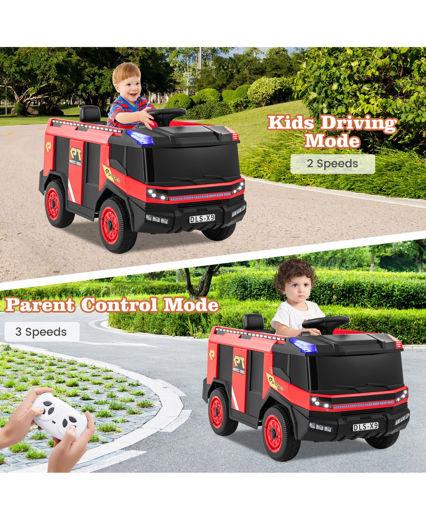 Детская игрушка Gymax 2-Seater Kids Ride-On Fire Truck with Remote Control, 3–8 лет, цвет: Красный — фото 8