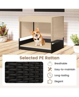 Elevated Wicker Dog House for Small to Medium Breeds