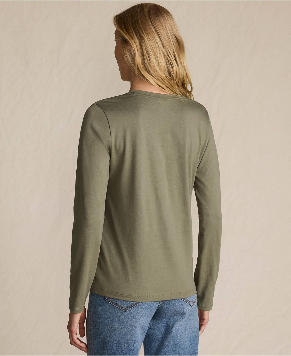 Lands' End Women's Relaxed Supima Cotton Long Sleeve V-Neck T-Shirt